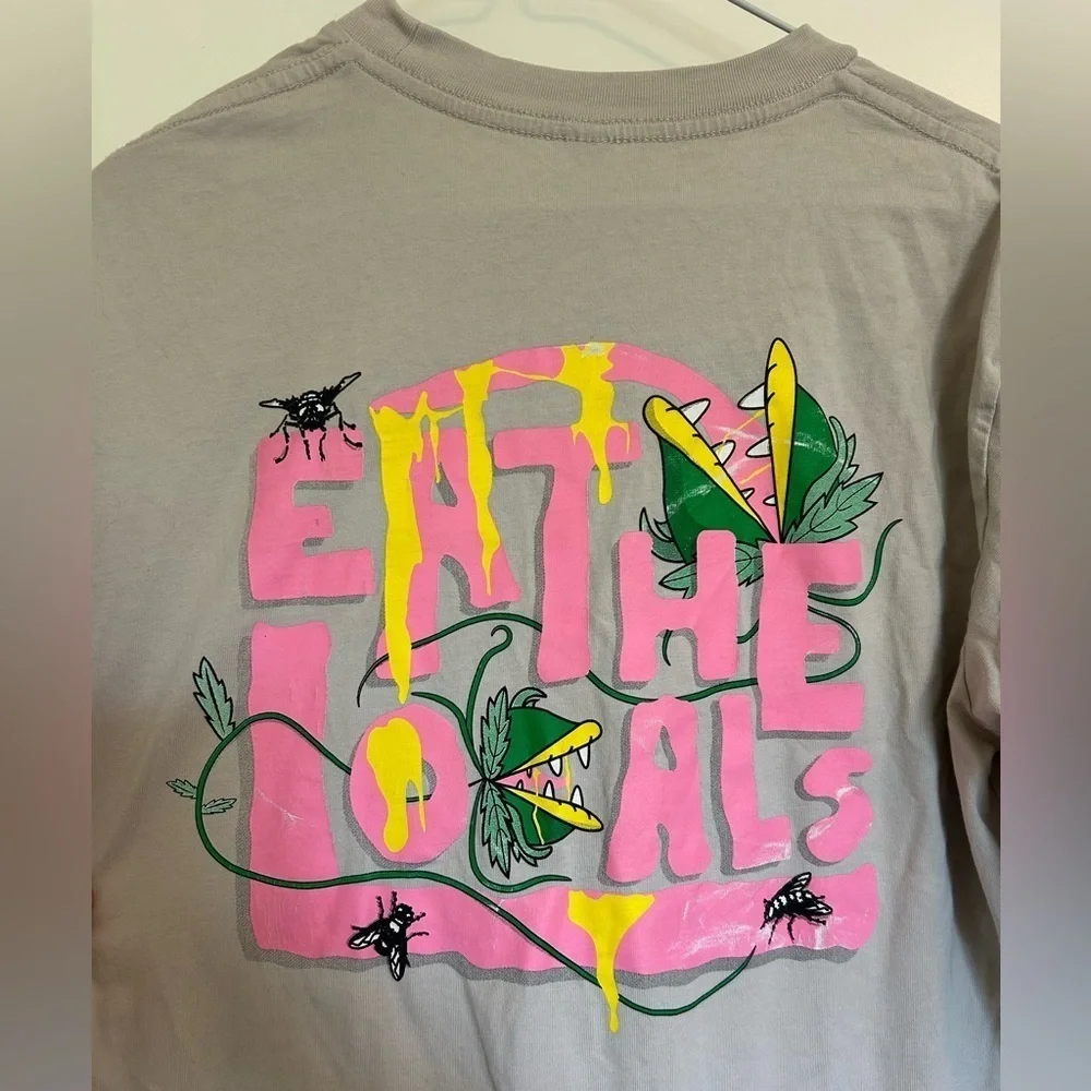 Gray Long Sleeve Shirt with Colorful “eat the locals” local brewery shirt